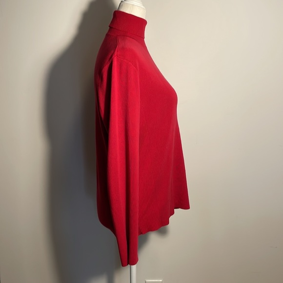 CHICO’S “DARCY” RED TURTLENECK SWEATER “Renaissance” RIBBED SIDES Size 2 - Picture 7 of 10